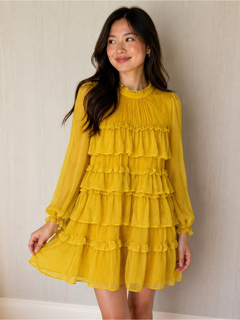 Adam Lippes Collective Marigold Ruffle Mini Dress | Size 8
